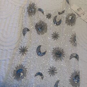 Show Me Your MuMu Celestial Sequin Dress - Silver and White